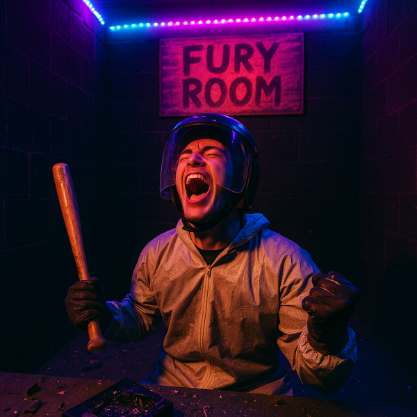 Rage Room près de Fréjus à Draguignan avec scénographie sonore, objets symboliques et session de défoulement intense garantie