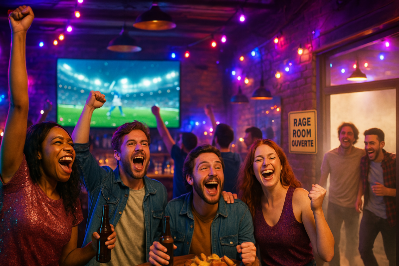 Soirée match à Draguignan avec combo rage room : équipements fournis et objets à casser après la diffusion